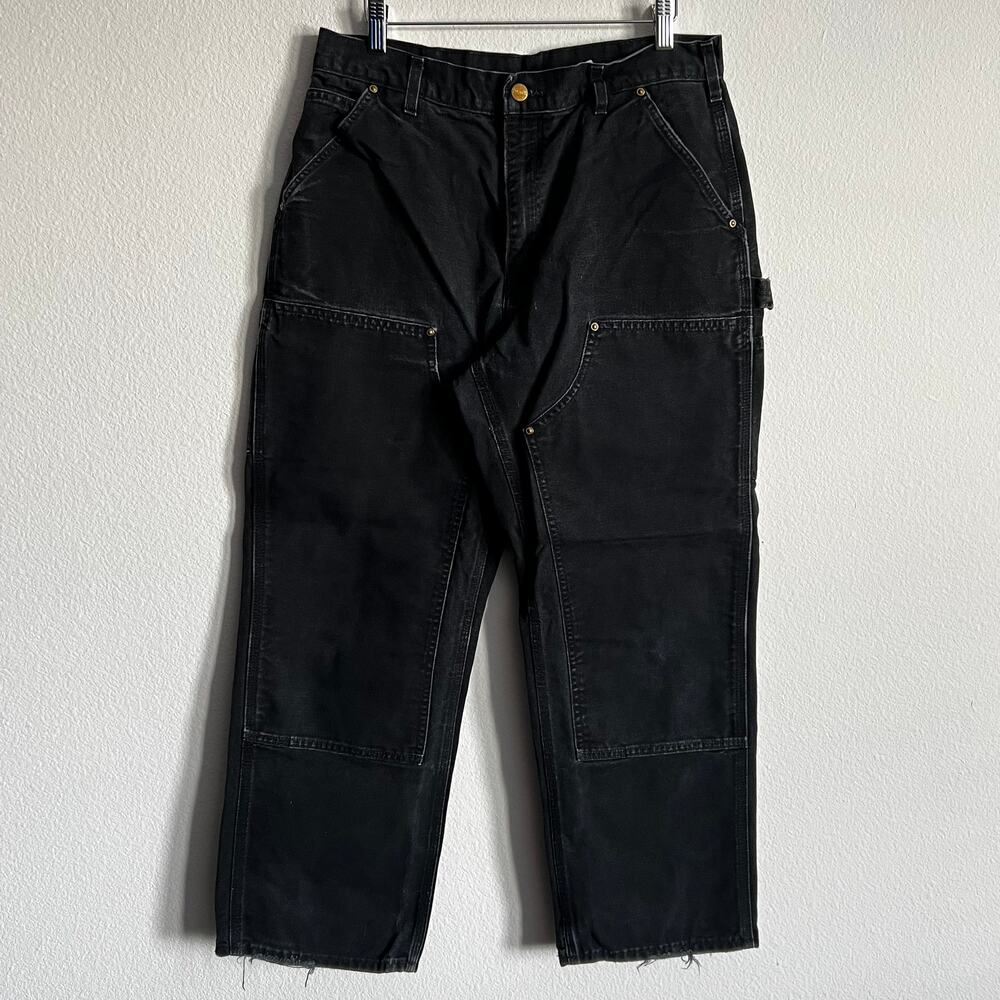 Carhartt B01 BLK faded black double knee work wear carpenter pants